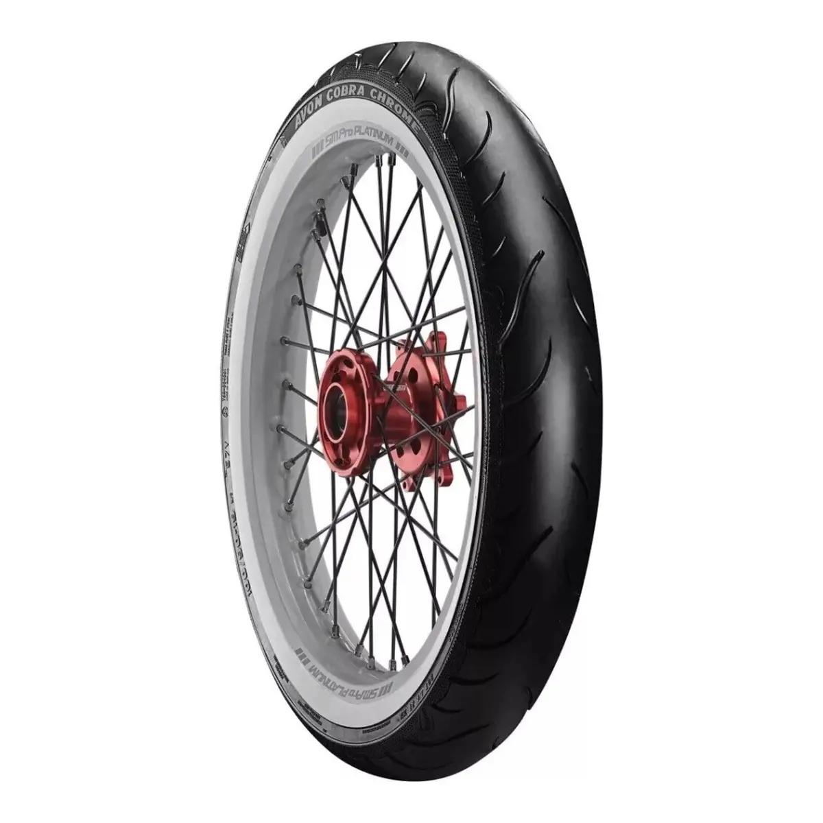 Avon Cobra Chrome Mt90b16 (130/90B16) White Wall Front Tyre (74H Rating) Av91 1