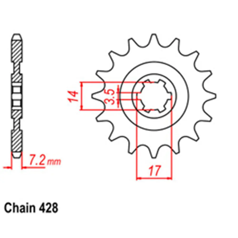 Front Sprocket - Steel 14T 428P 1