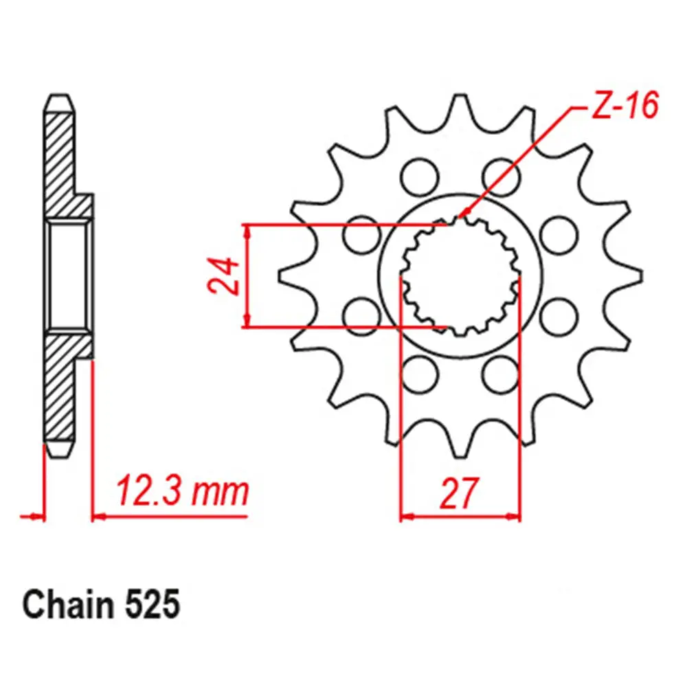 Front Sprocket - Steel 16T 525P 1