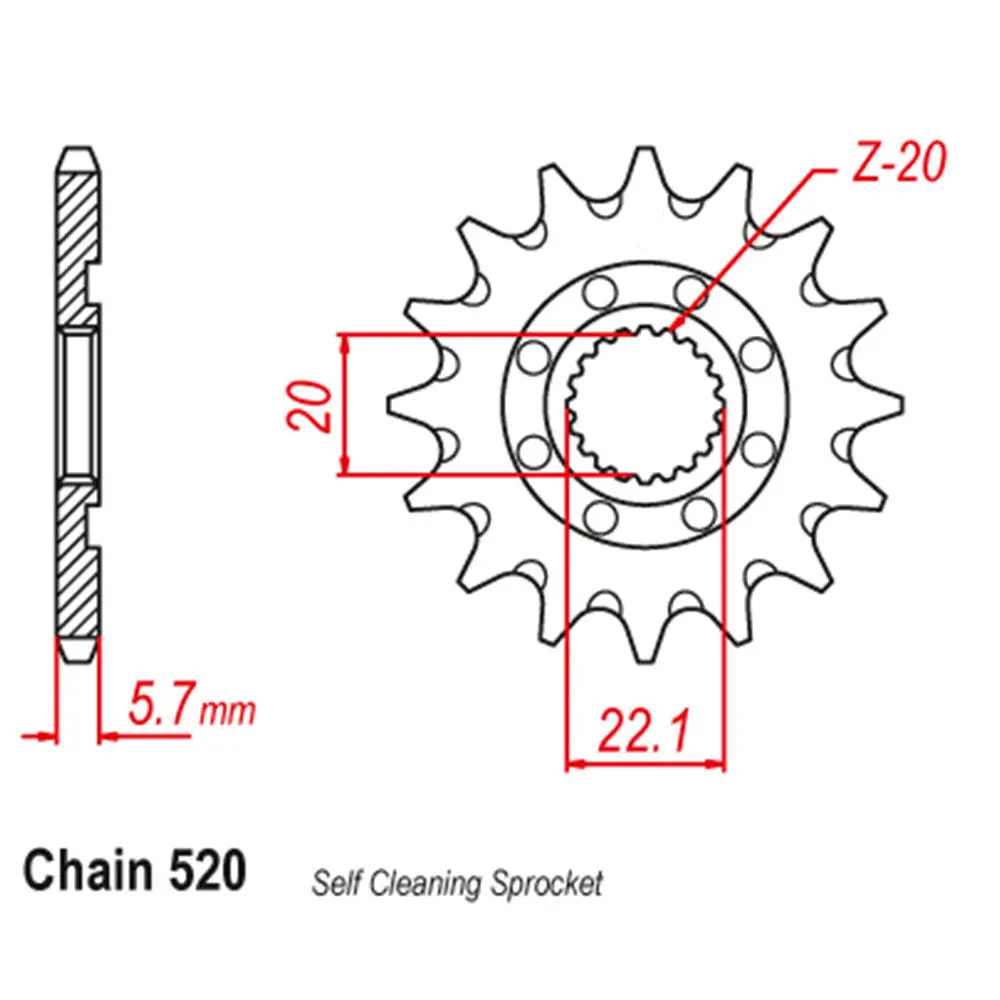 Front Sprocket - Steel 14T 520P 1