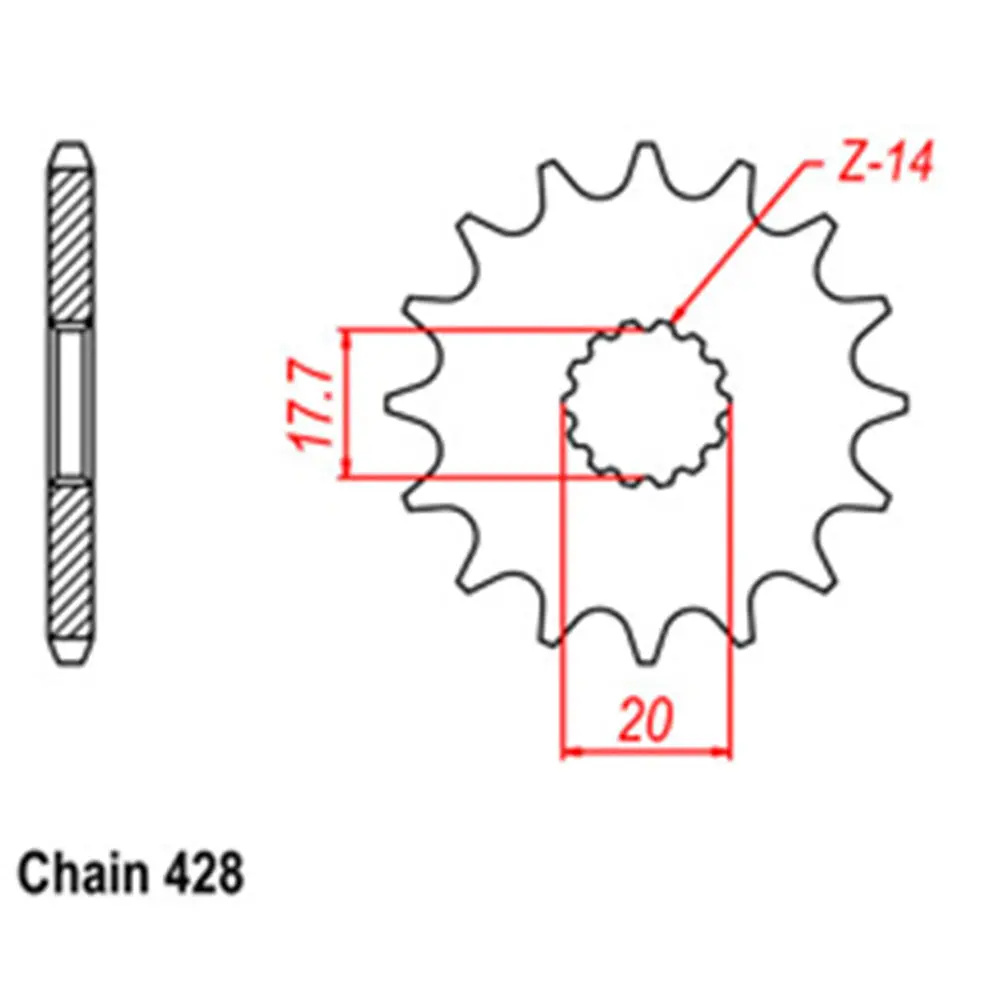 Front Sprocket - Steel 14T 428P 1