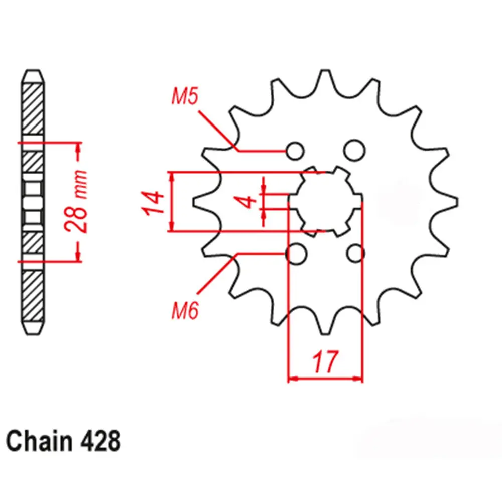 Front Sprocket - Steel 13T 428P 1