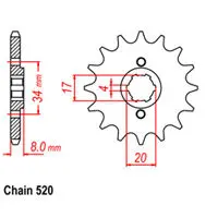 Front Sprocket - Steel 14T 520P 1
