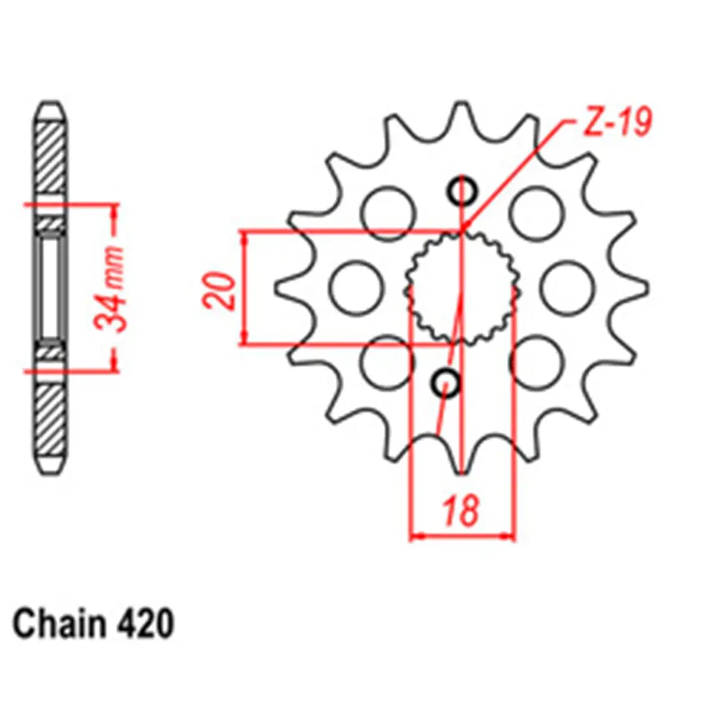 Front Sprocket - Steel 14T 420P 1
