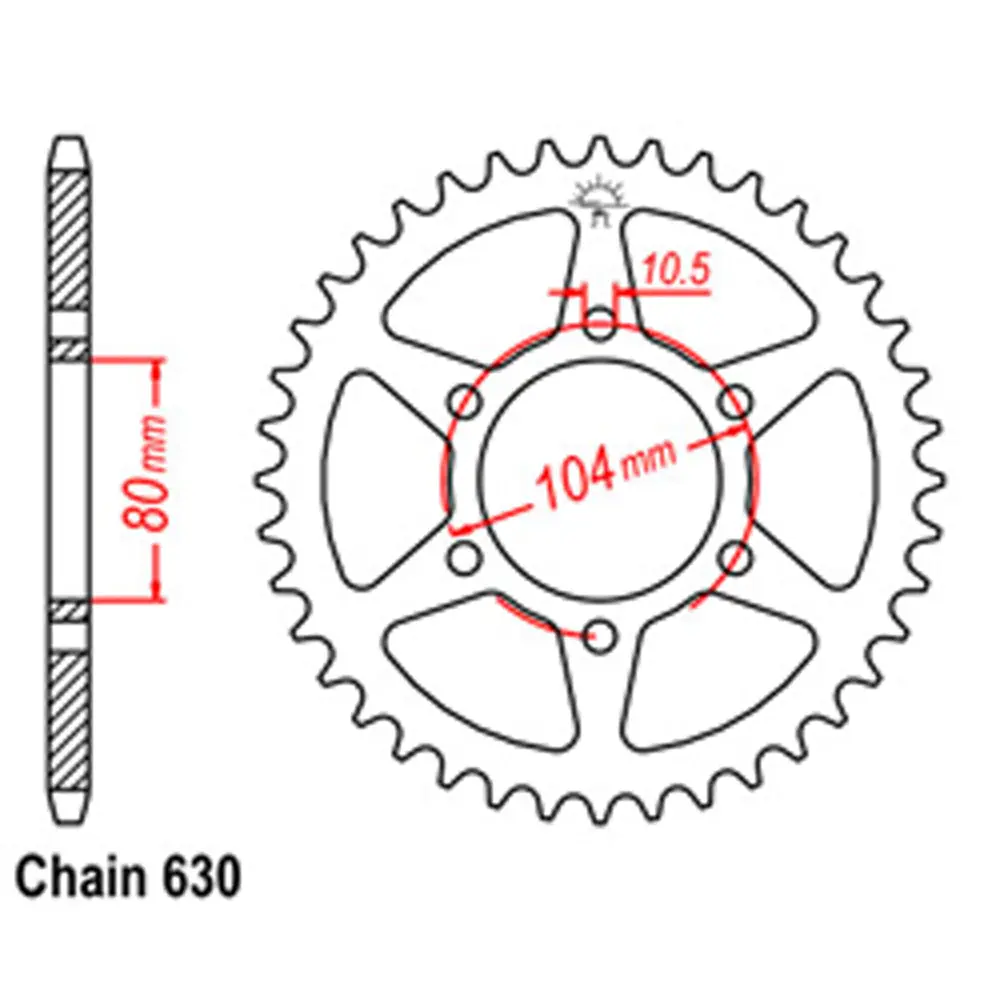 Rear Sprocket - Steel 46T 630P 1