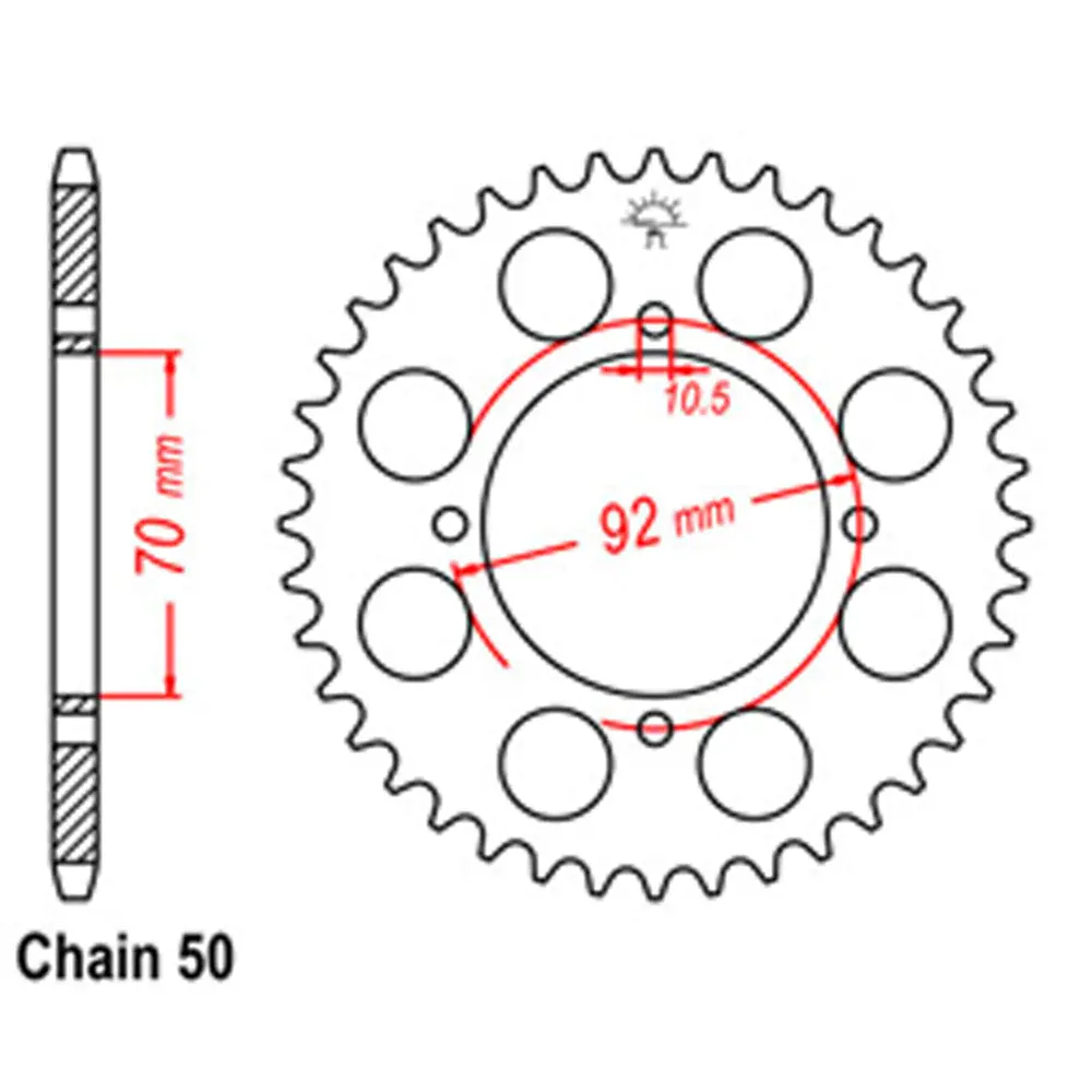 Rear Sprocket - Steel 40T 530P 1