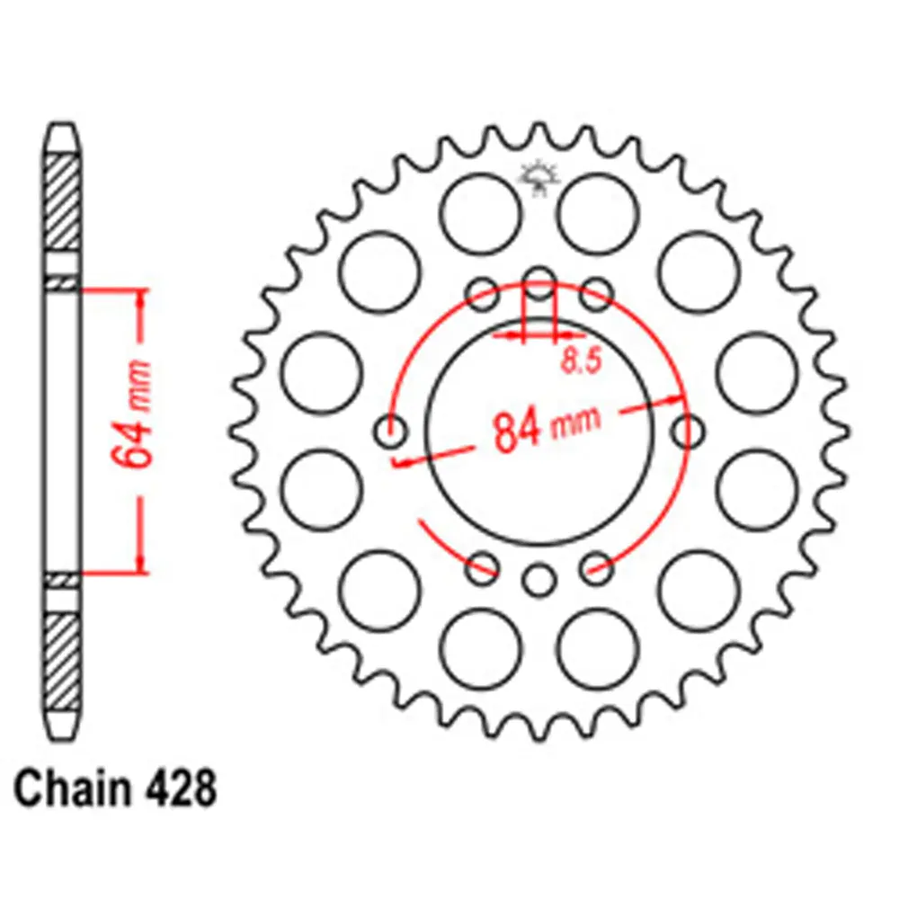 Rear Sprocket - Steel 45T 428P D/D 1