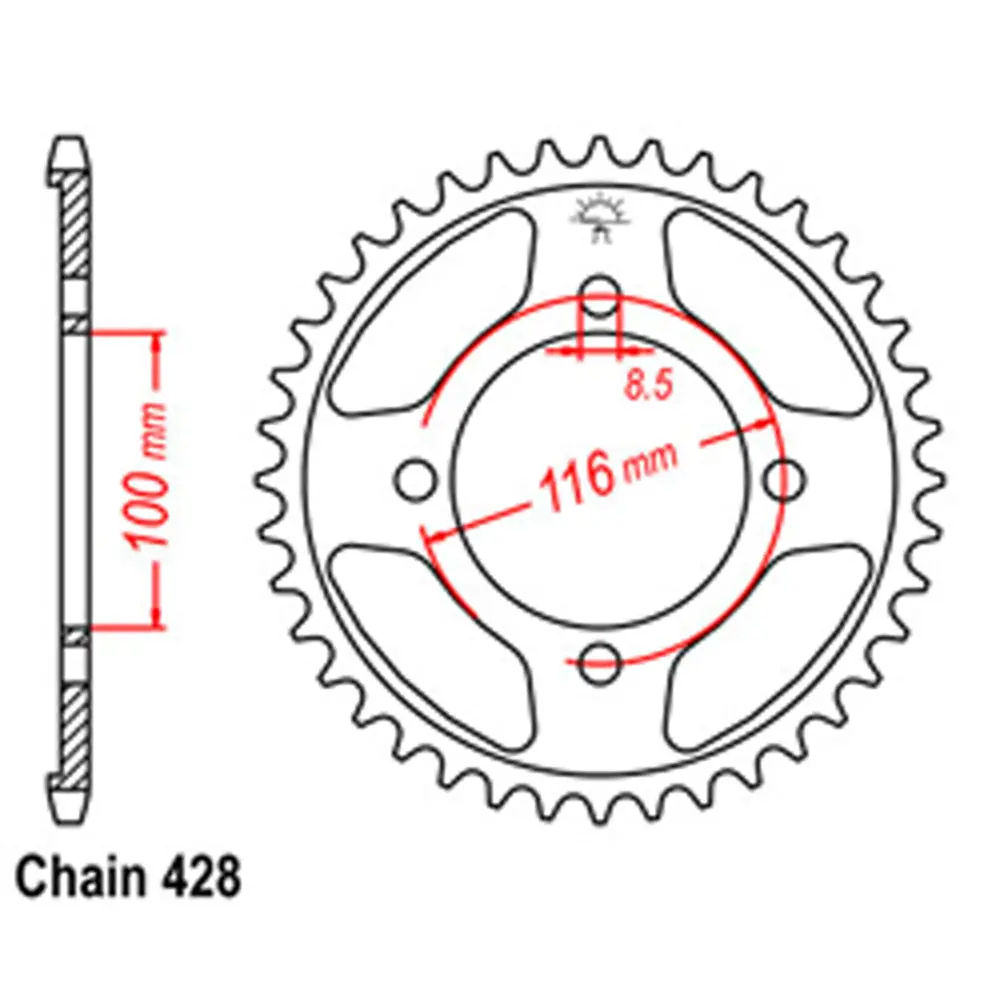 Rear Sprocket - Steel 51T 428P 1