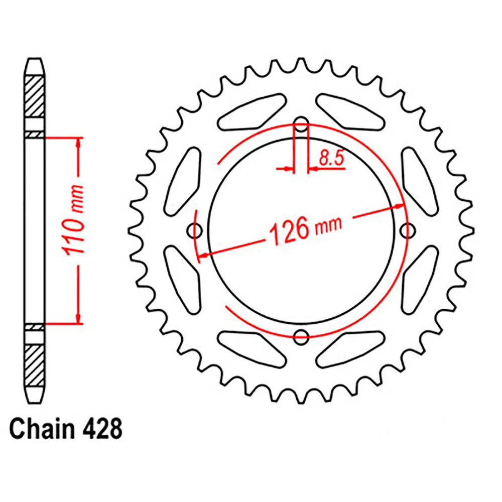 Rear Sprocket - Steel 52T 428P 1