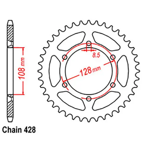Rear Sprocket - Steel 48T 428P 1