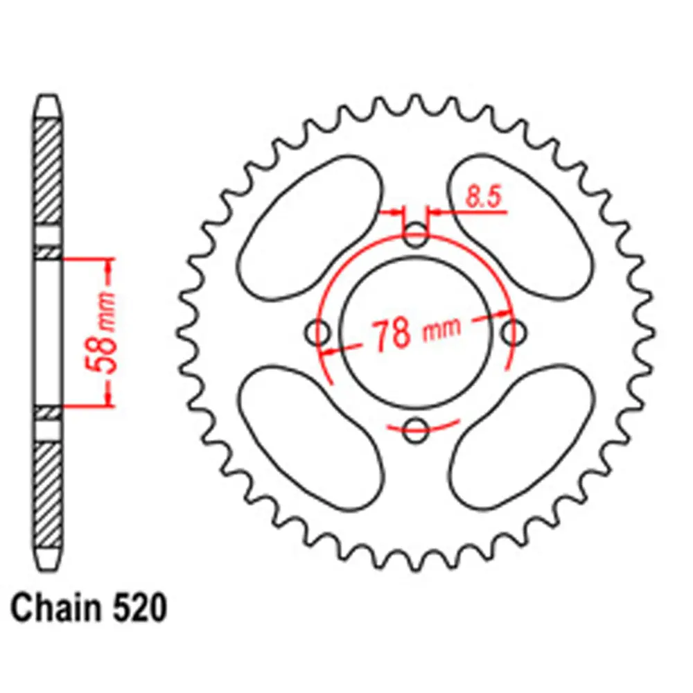 Rear Sprocket - Steel 38T 520P 1
