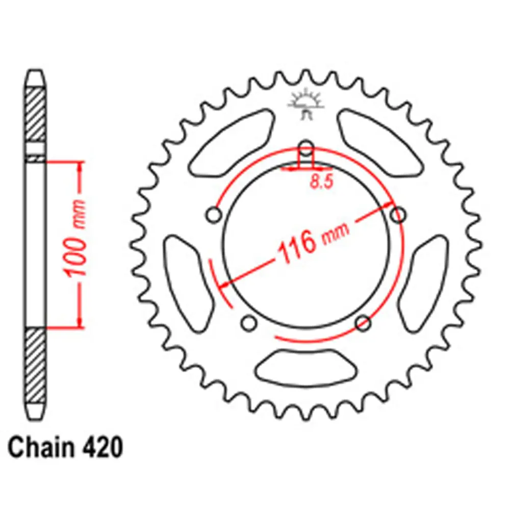 Rear Sprocket - Steel 44T 420P 1