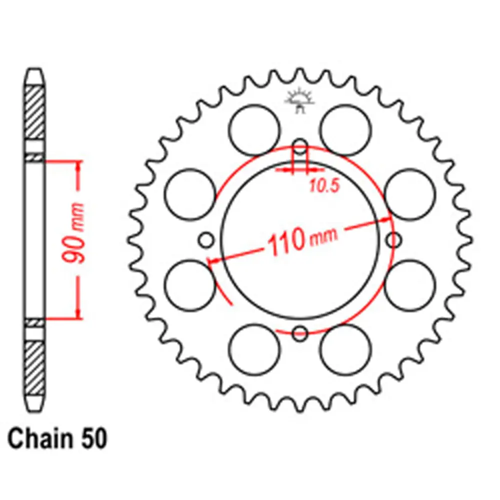 Rear Sprocket - Steel 38T 530P 1