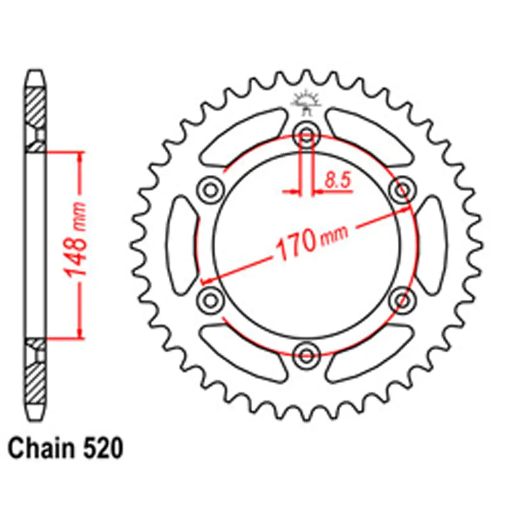 Rear Sprocket - Steel 42T 520P 1