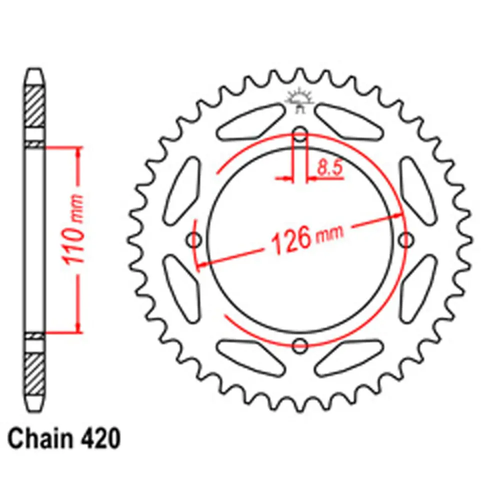 Rear Sprocket - Steel 48T 420P 1