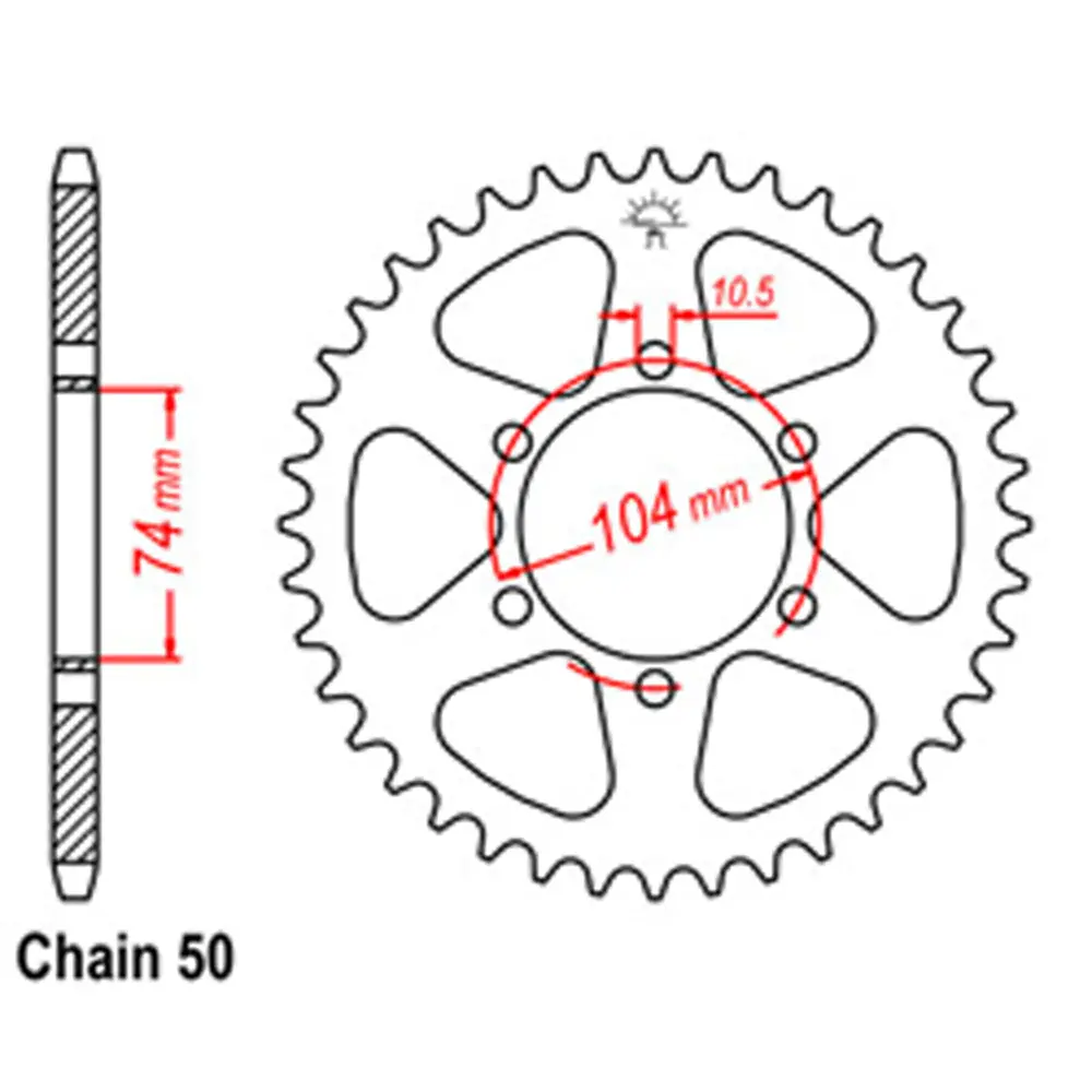 Rear Sprocket - Steel 42T 530P 1