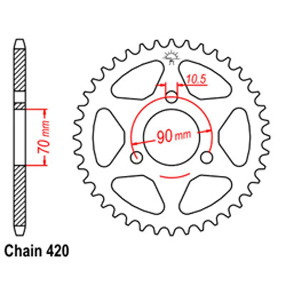 Rear Sprocket - Steel 47T 420P 1