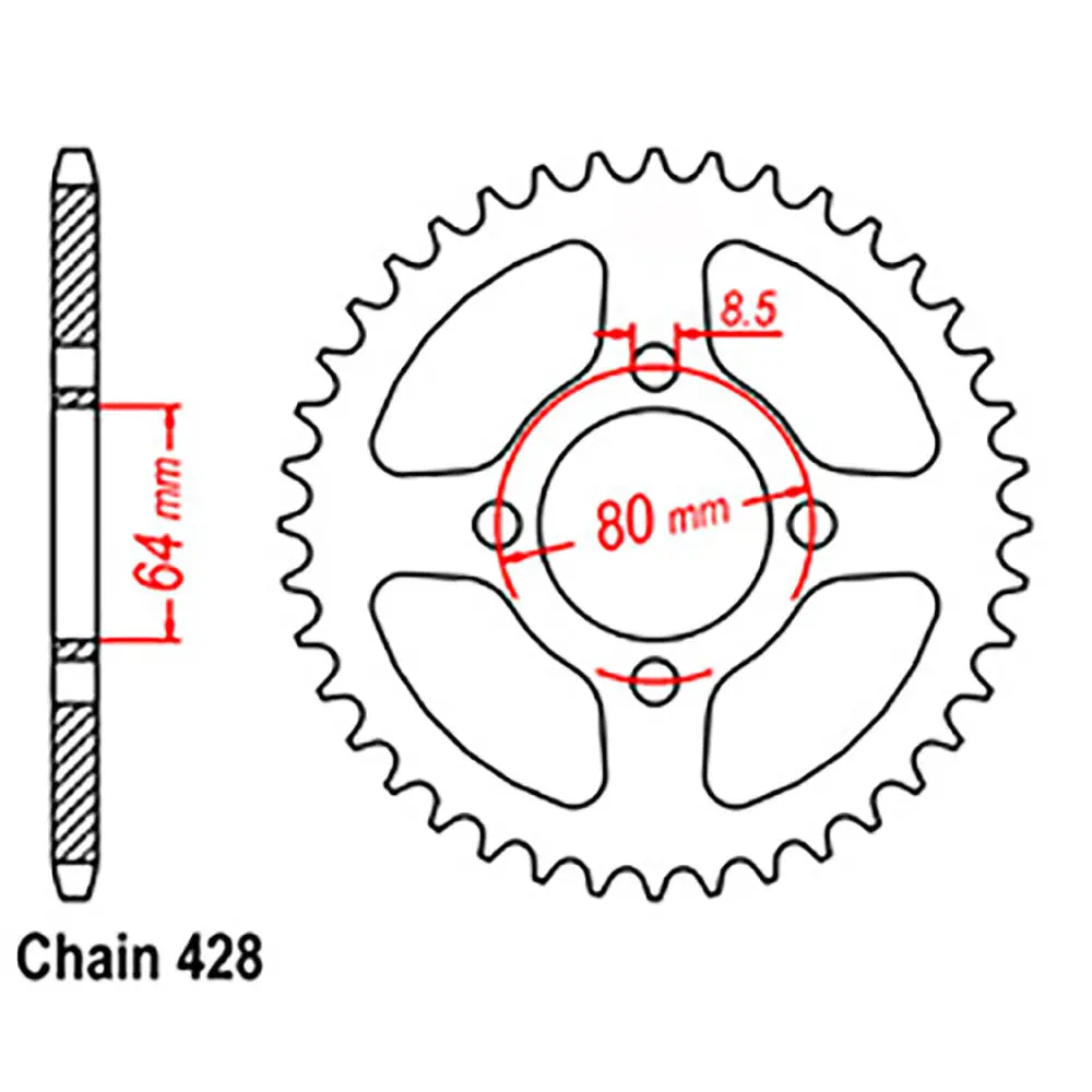 Rear Sprocket - Steel 43T 428P 1