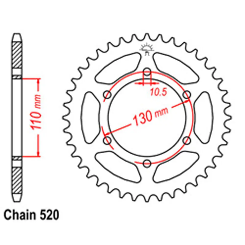 Rear Sprocket - Steel 46T 520P 1