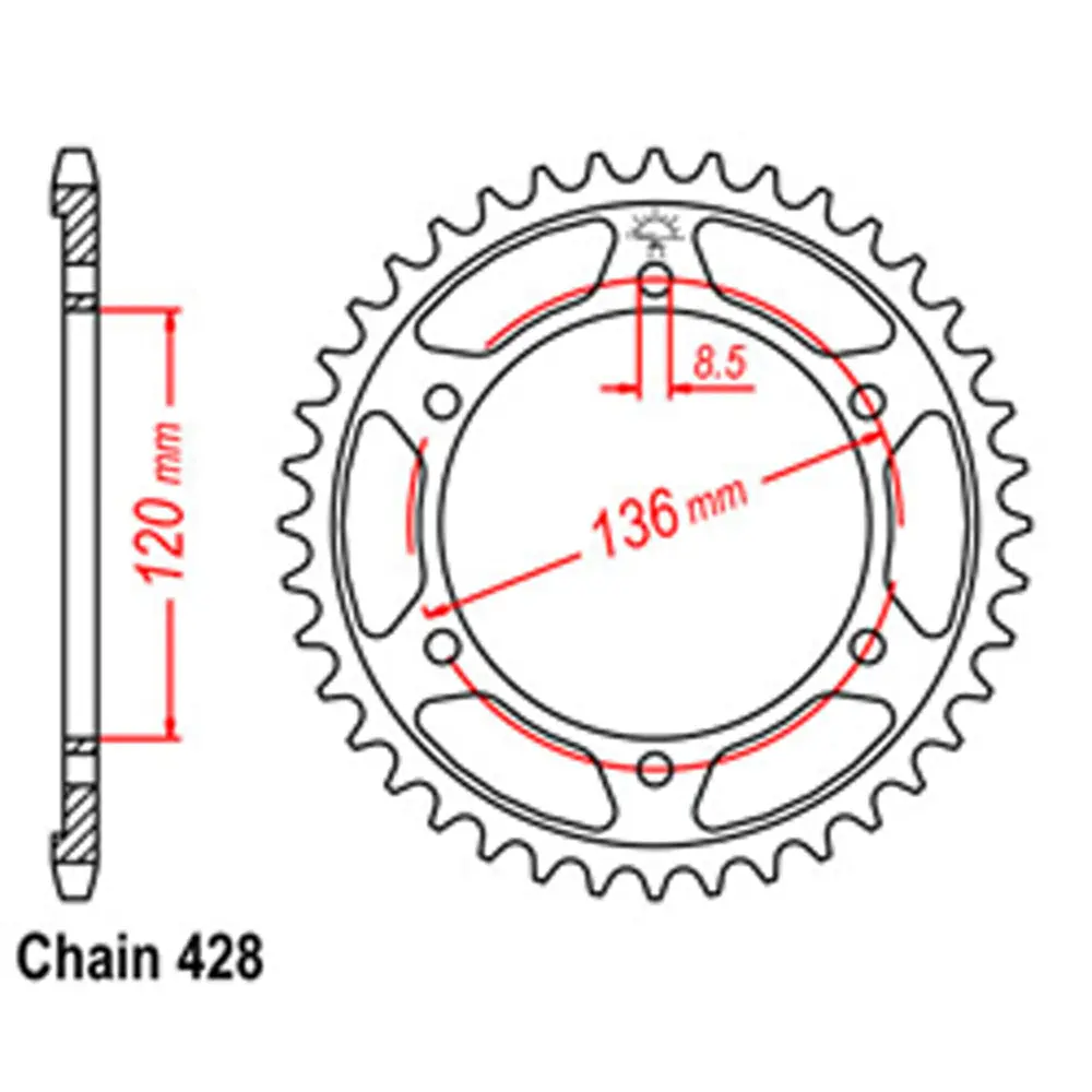 Rear Sprocket - Steel 51T 428P 1
