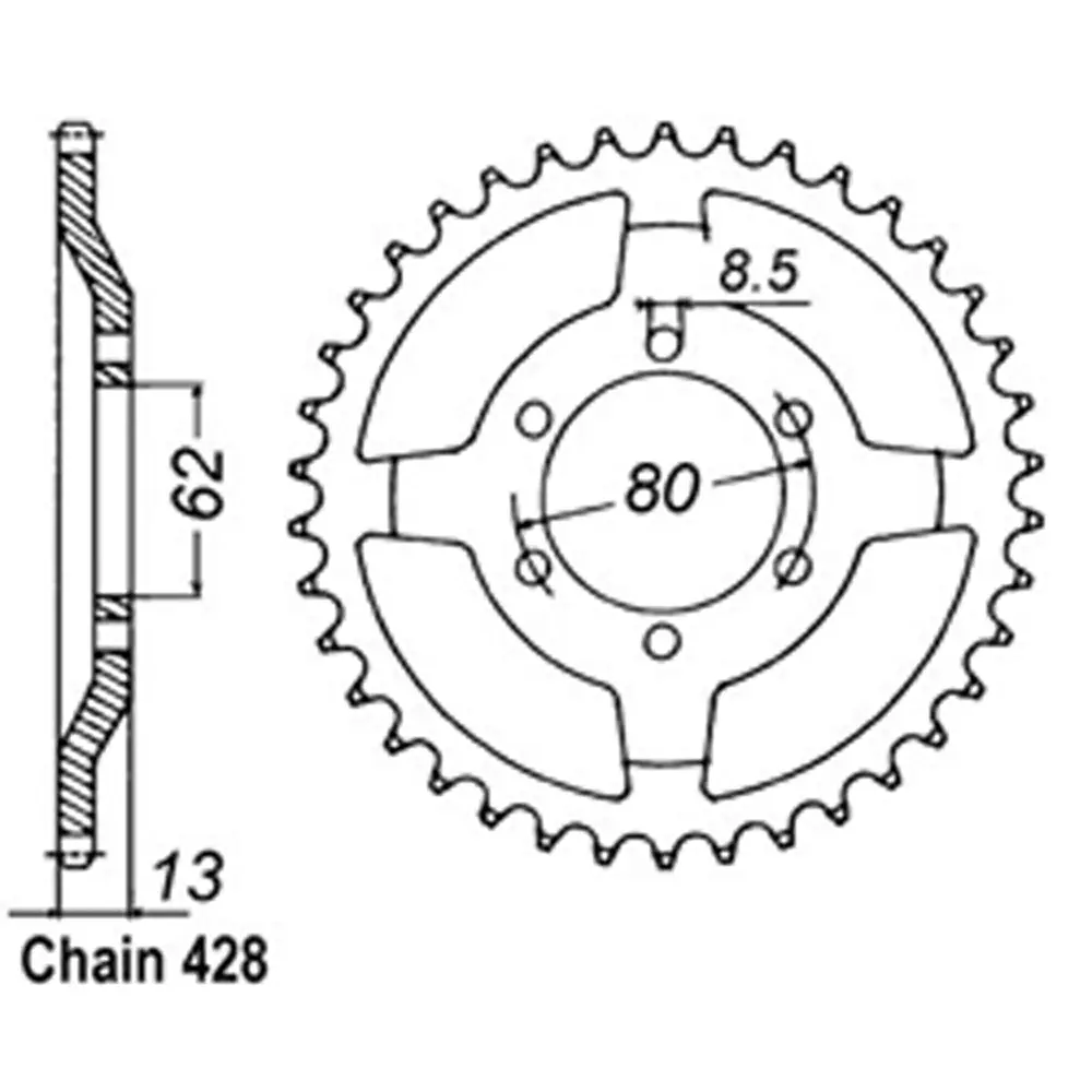 Rear Sprocket - Steel 45T 428P 1