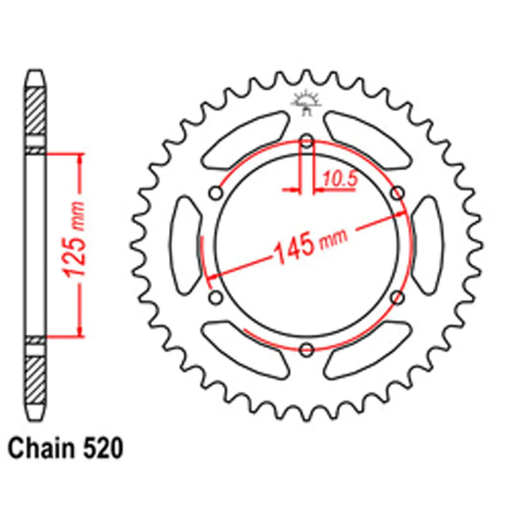 Rear Sprocket - Steel 45T 520P 1