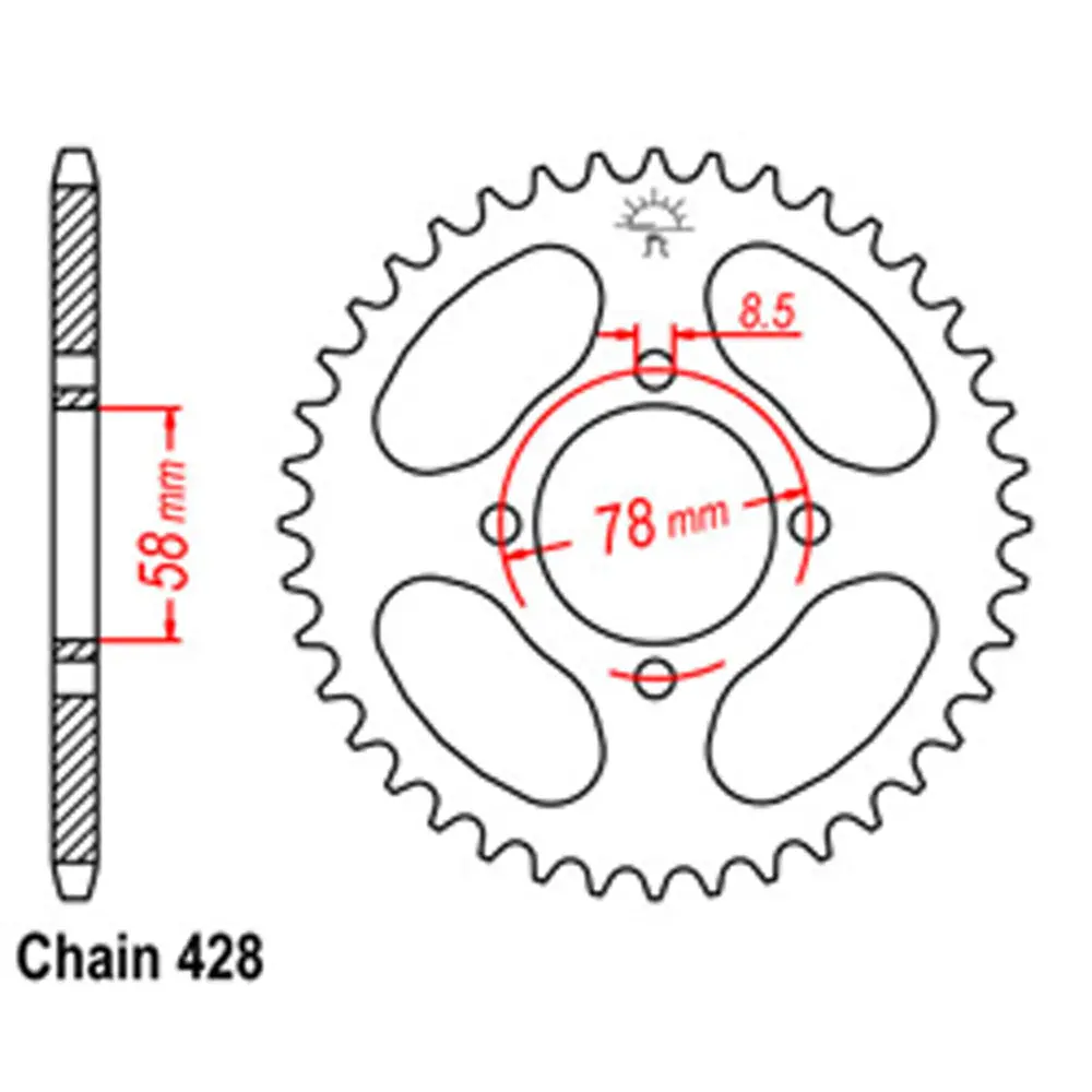Rear Sprocket - Steel 47T 428P 1