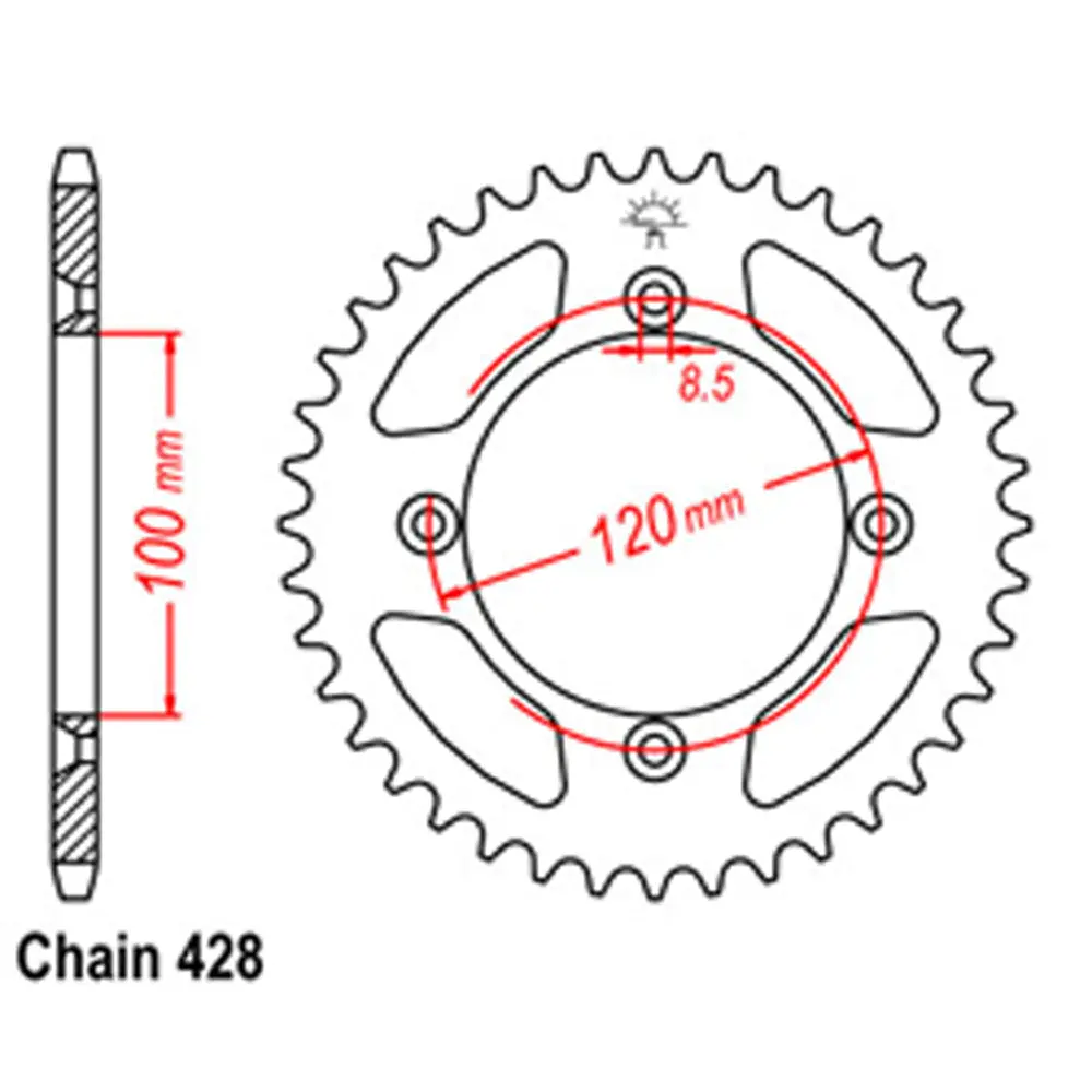 Rear Sprocket - Steel 50T 428P 1