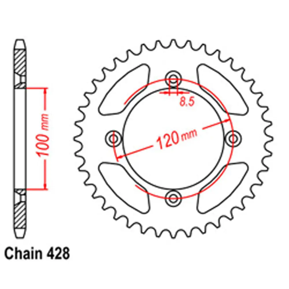 Rear Sprocket - Steel 51T 428P 1