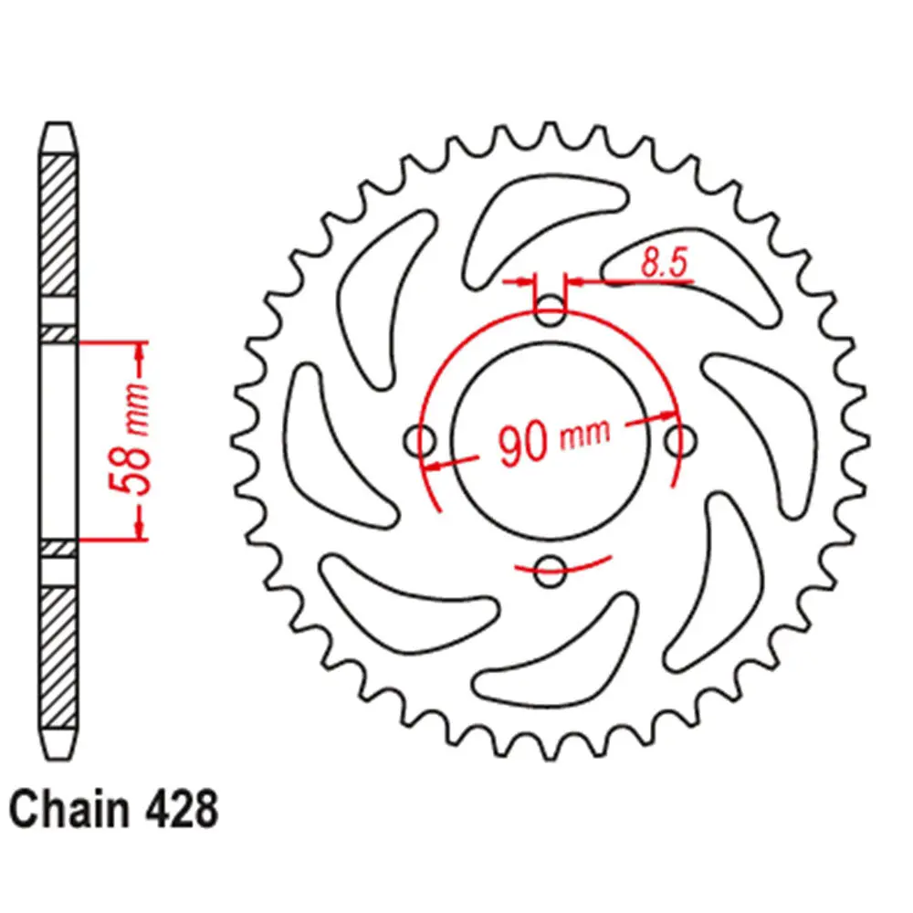 Rear Sprocket - Steel 45T #428 1