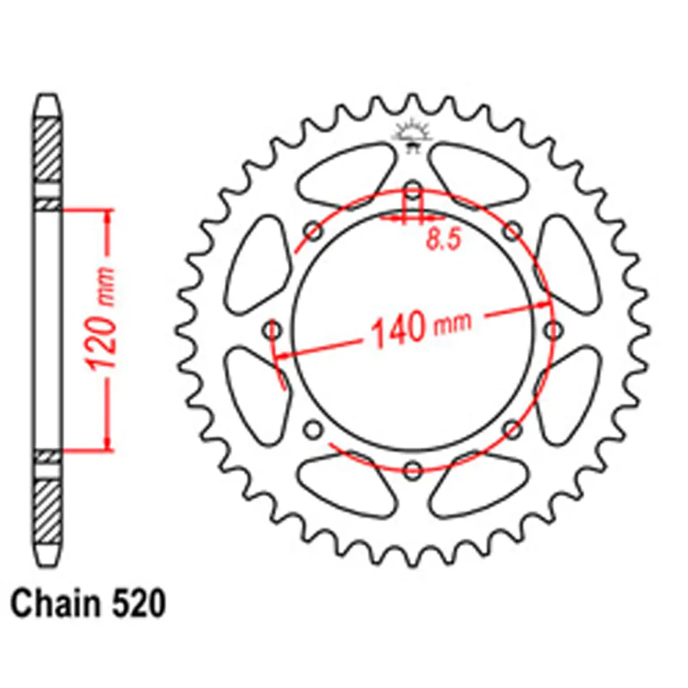 Rear Sprocket - Steel 46T 520P 1