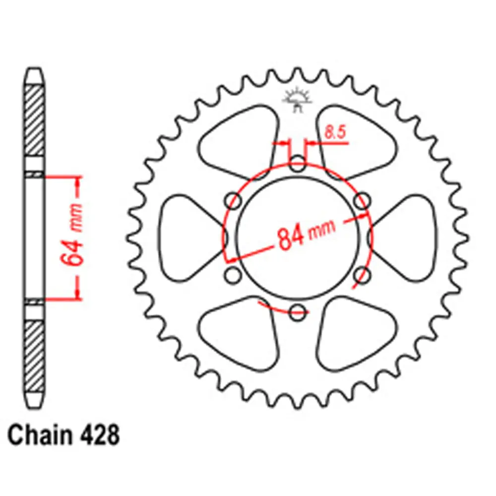 Rear Sprocket - Steel 55T 428P 1