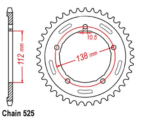 Rear Sprocket - Steel 45T 525P 1