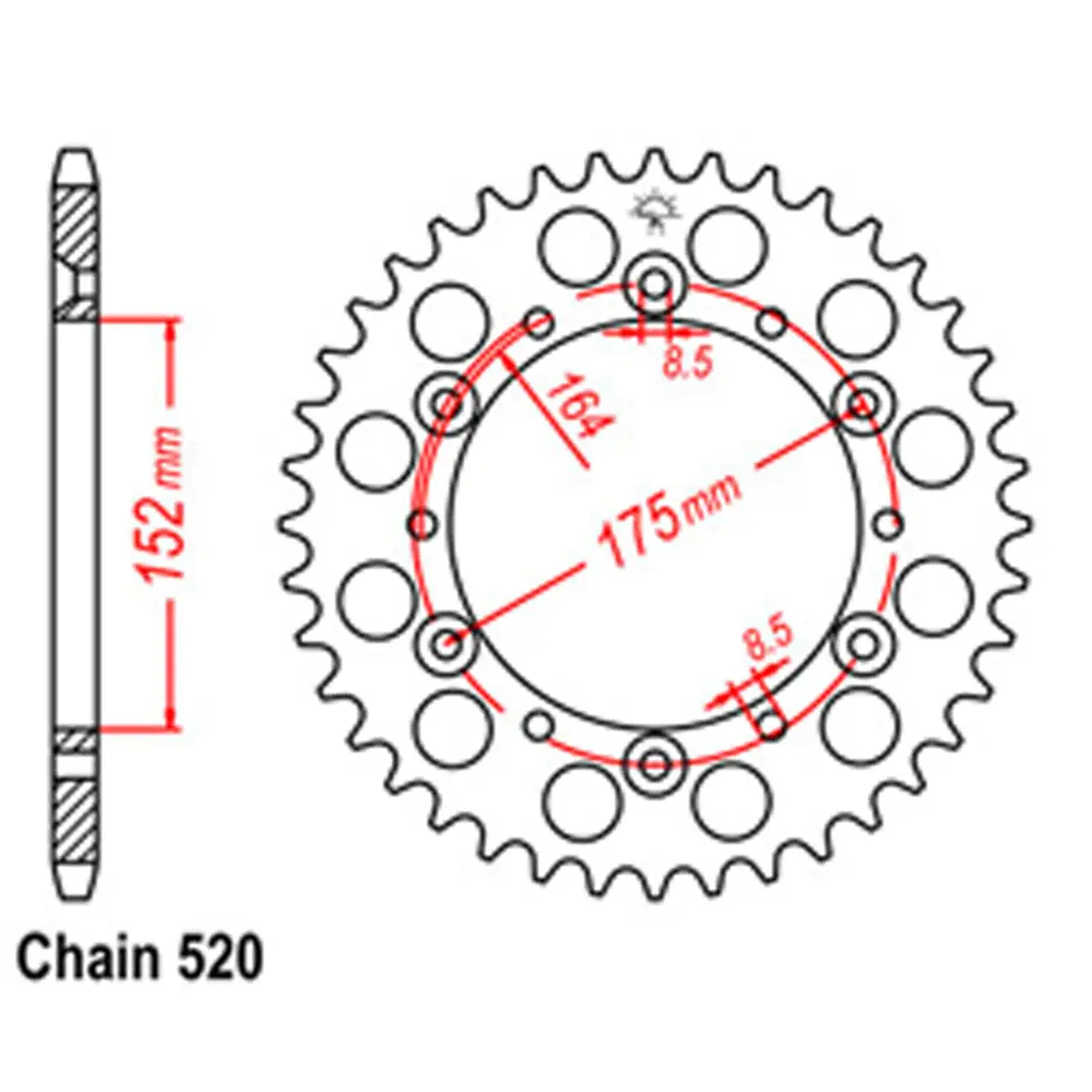 Rear Sprocket - Steel 51T 520P D/D 1