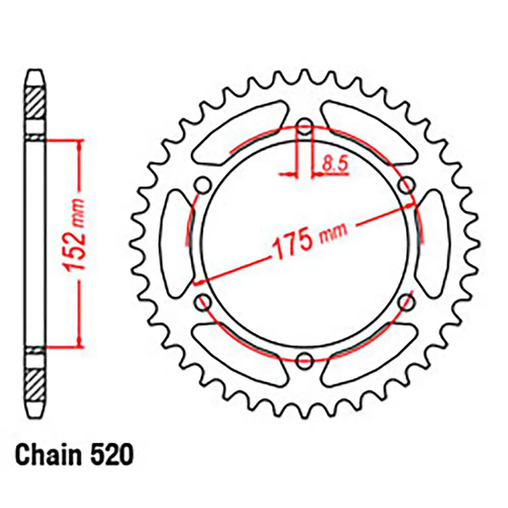 Rear Sprocket - Steel 44T 520P 1