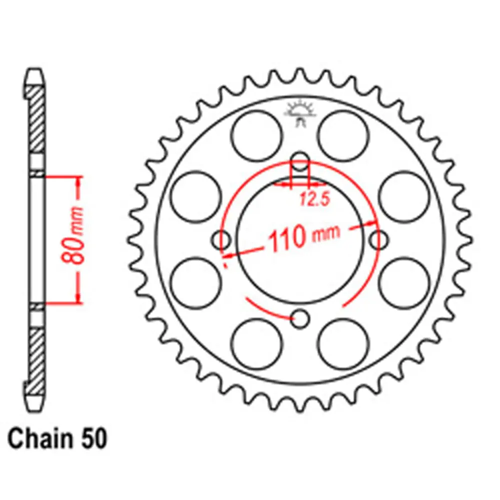 Rear Sprocket - Steel 40T 530P 1