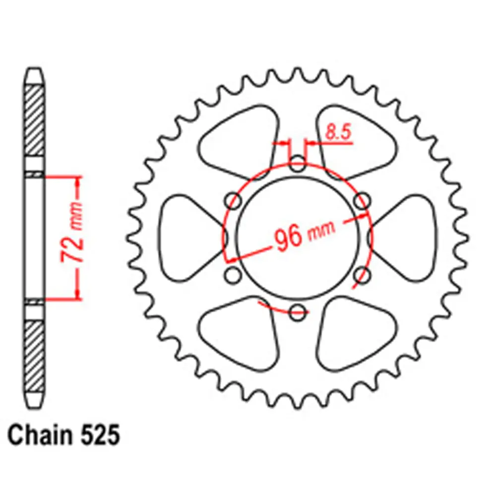 Rear Sprocket - Steel 40T 525P 1