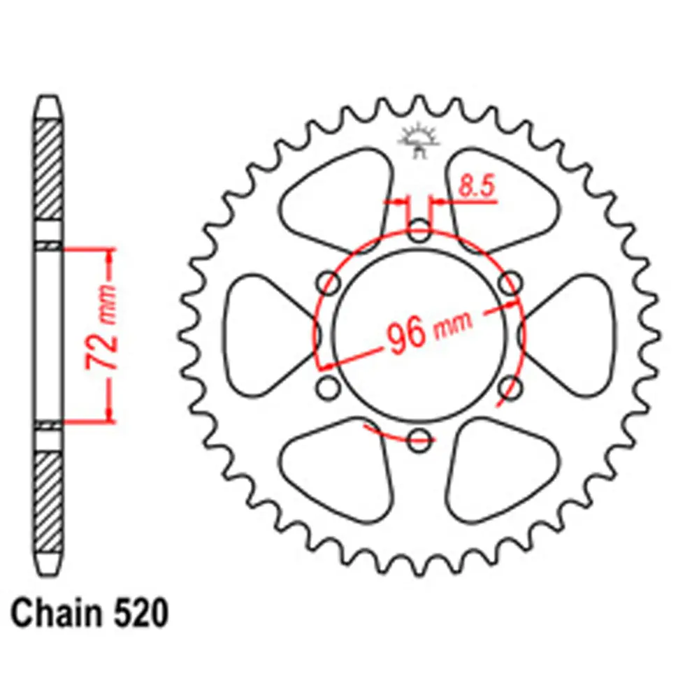 Rear Sprocket - Steel 42T 520P 1