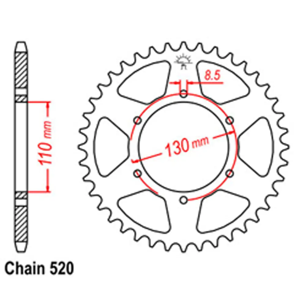 Rear Sprocket - Steel 48T 520P 1