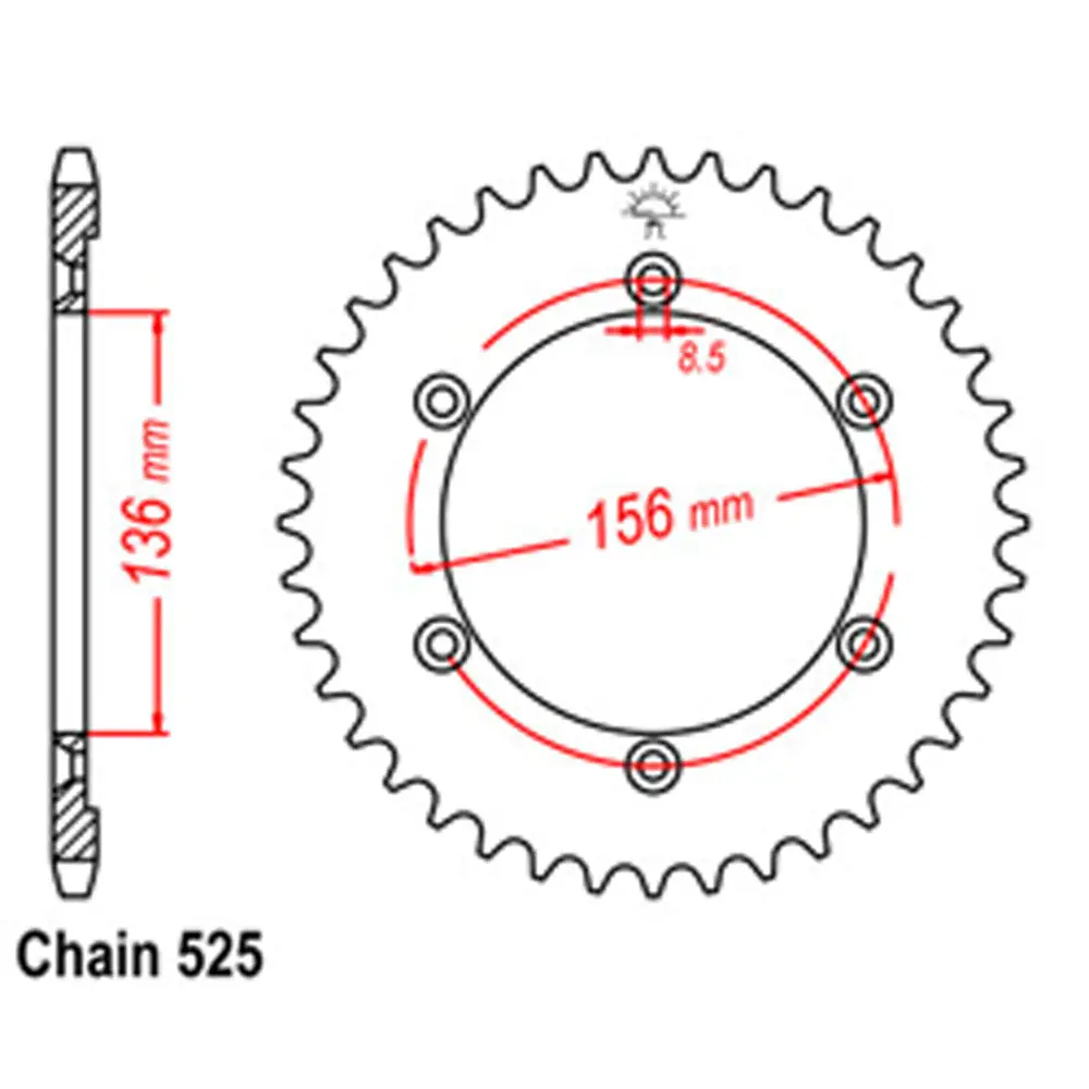 Rear Sprocket - Steel 43T 525P 1