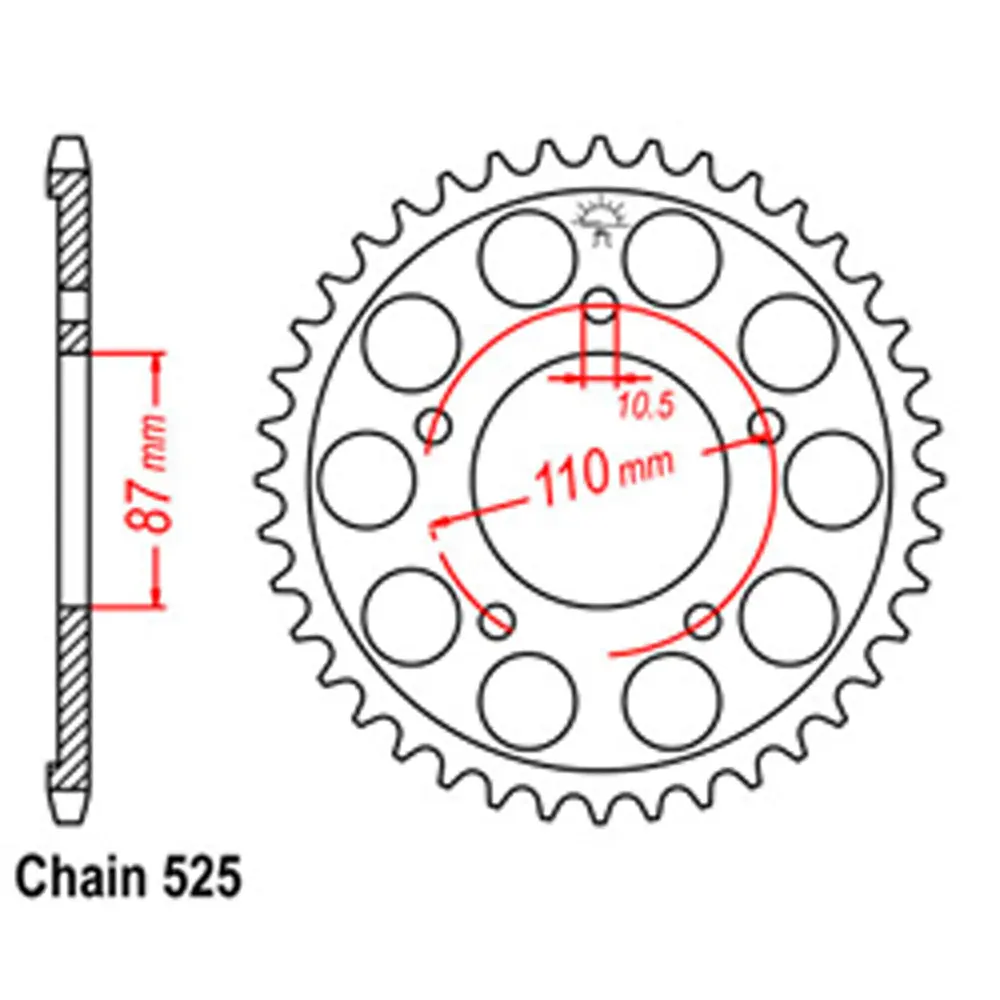 Rear Sprocket - Steel 45T 525P 1