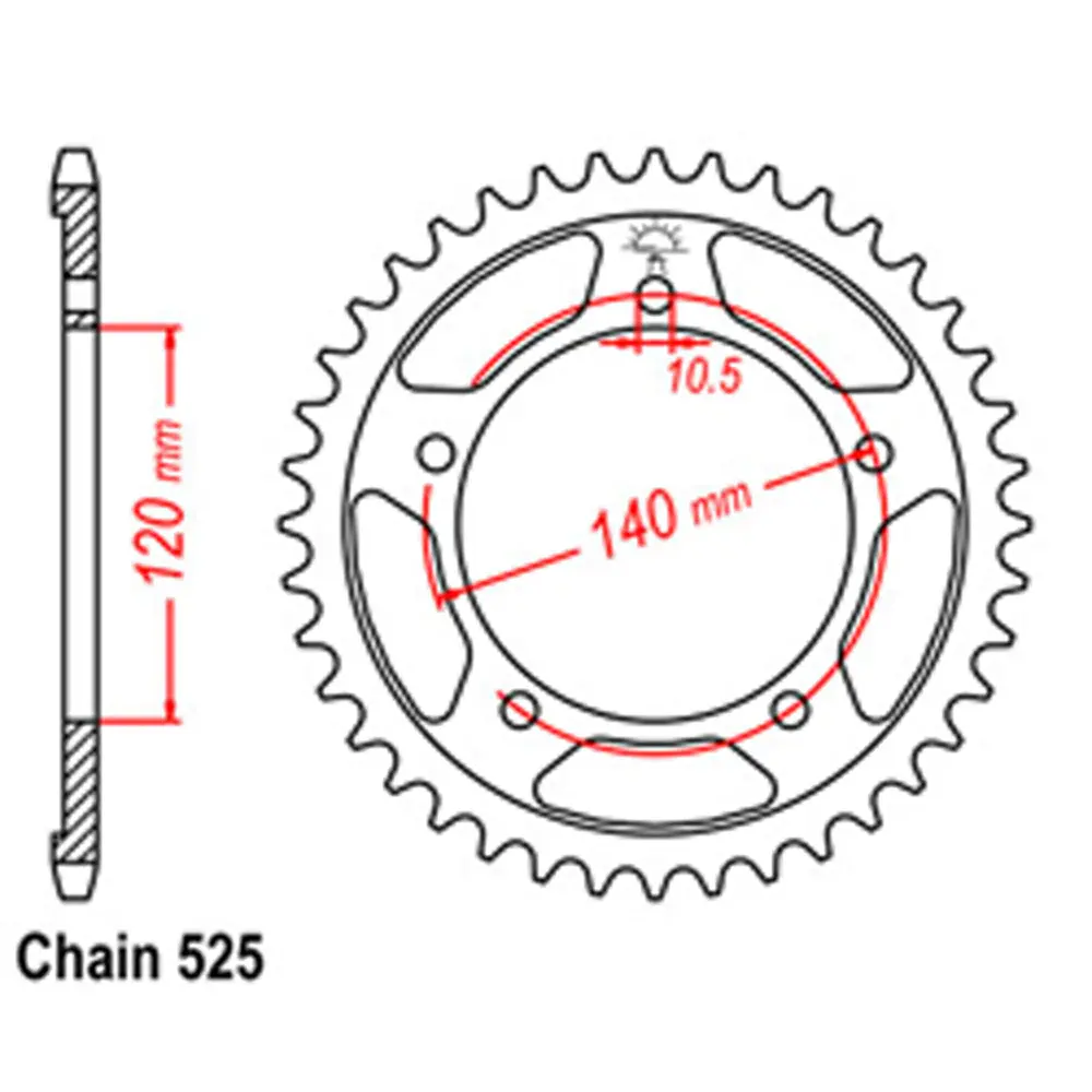 Rear Sprocket - Steel 47T 525P 1
