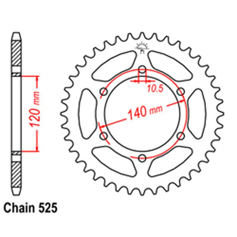 Rear Sprocket - Steel 46T 525P 1