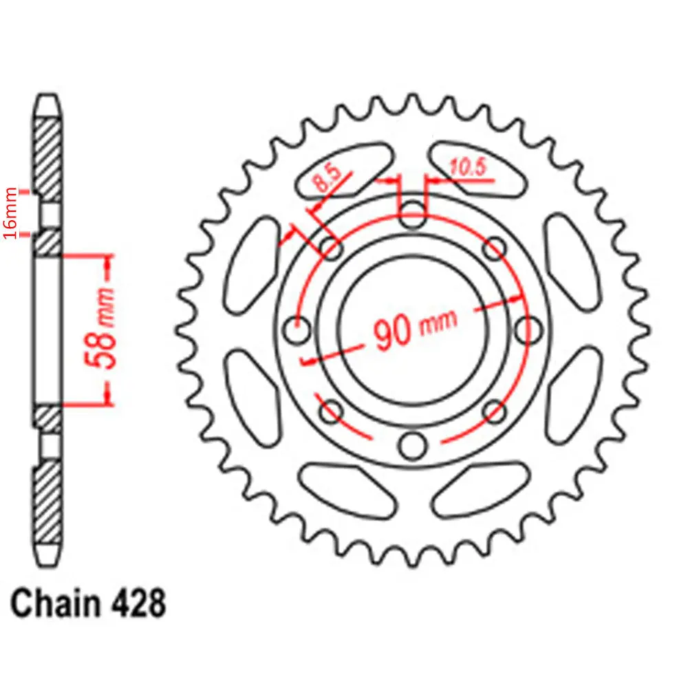 Rear Sprocket - Steel 56T 428P D/D 1