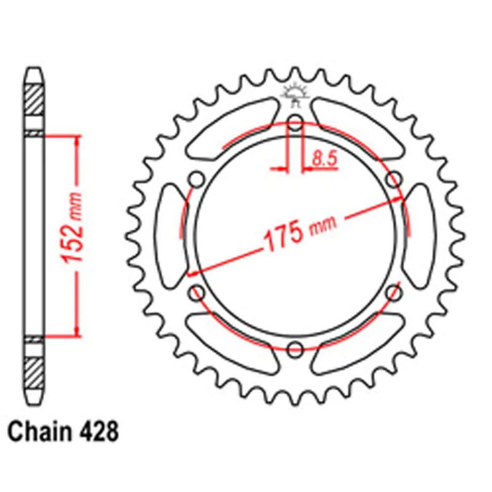 Rear Sprocket - Steel 55T 428P 1