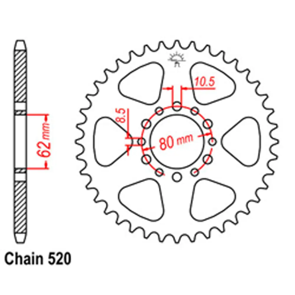 Rear Sprocket - Steel 45T 520P D/D 1
