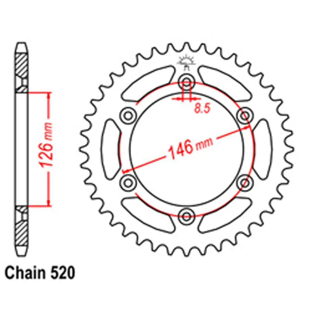Rear Sprocket - Steel 50T 520P 1