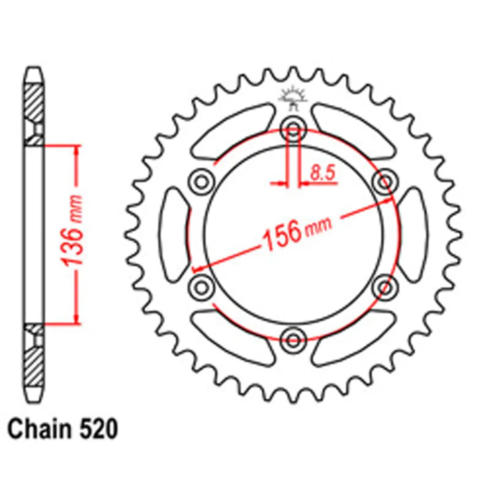 Rear Sprocket - Steel 44T 520P 1
