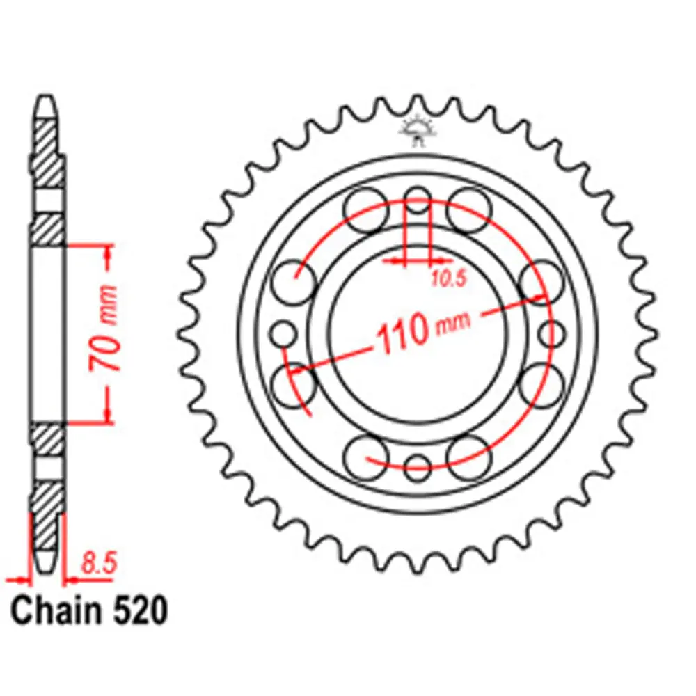 Rear Sprocket - Steel 44T 520P 1