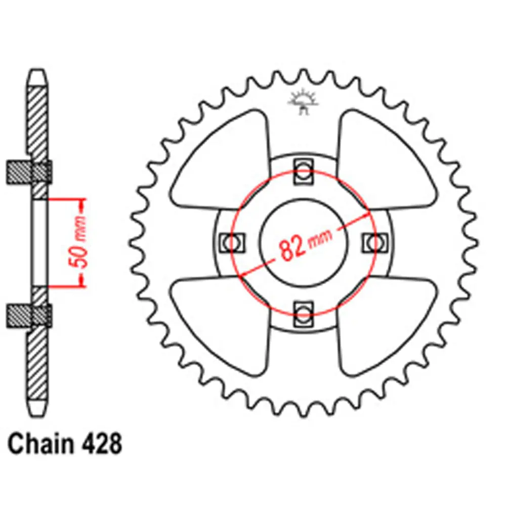 Rear Sprocket - Steel 45T 428P 1